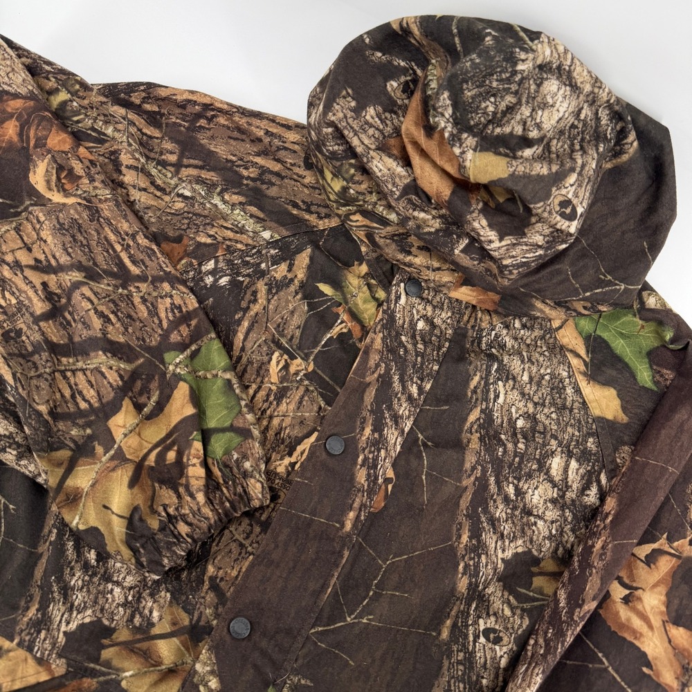 Cabela's Camo Hooded Jacket Mens Large Brown Mossy Oak Break-Up‎ Hunting Shell